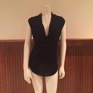 Zara White and Black Collection Drape Neck Shirt in Black - Size: Small